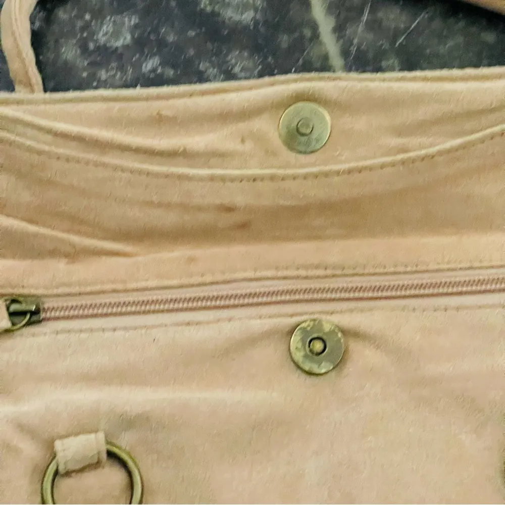 Tan Suede Feeling Clutch Shoulder Purse - Image 4