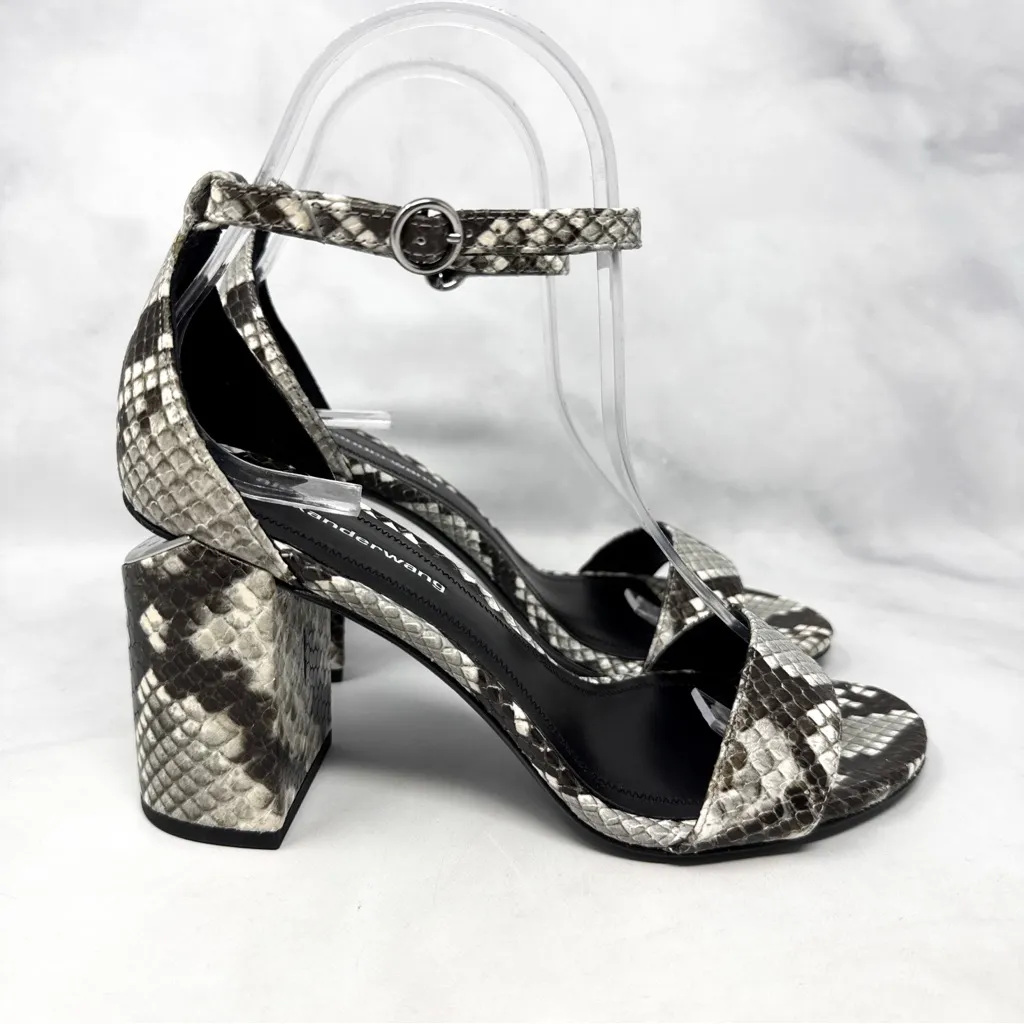 NEW Alexander Wang Snakeskin Leather Block Heel Cutout Ankle Strap Sandals 36.5 - Image 3