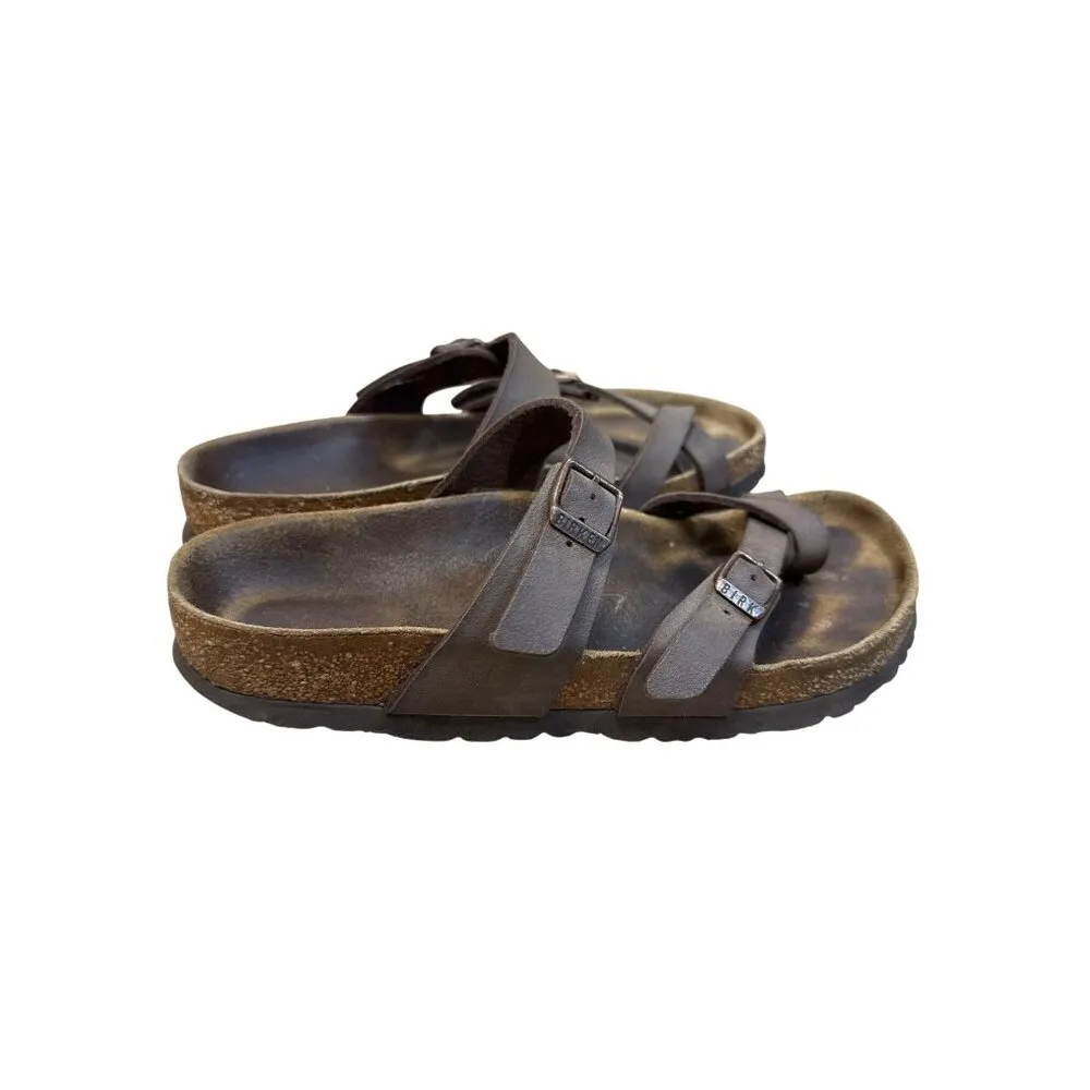 Birkenstock Womens Brown Leather Slip Sandals Size 6 SKU8123 - Image 4