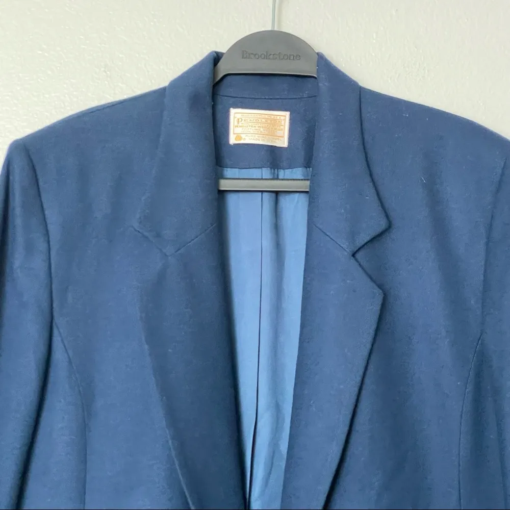 Pendleton 100% Wool Blue Navy Jacket Vintage Schoolboy Lined Blazer Size 12 - Image 3