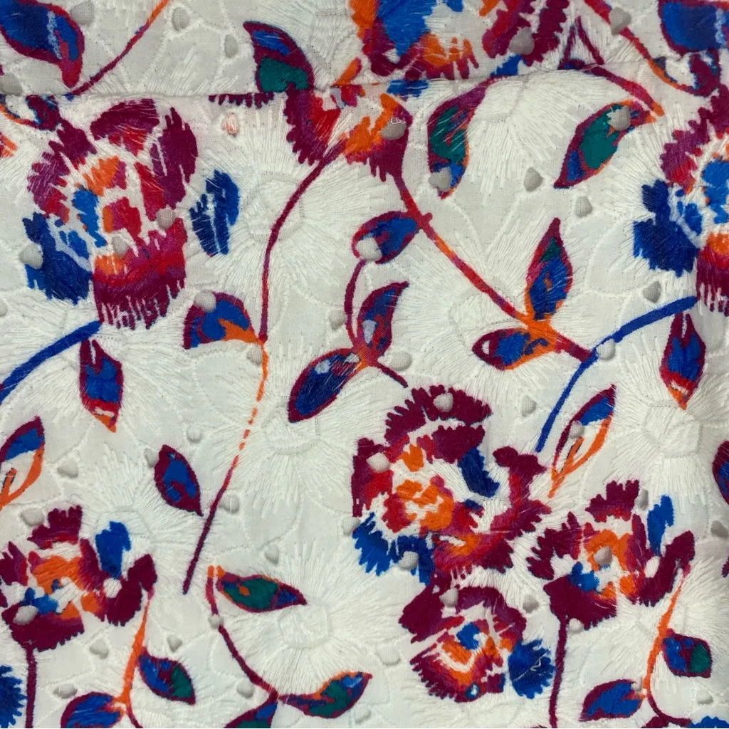 🌟TANYA TAYLOR🌟 TATUM FLORAL PRINT EYELET SLEEVELESS DRESS WHITE/PINK SZ 0 - Image 4