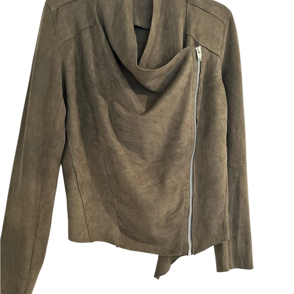 PaperMoon  Olive Faux Suede drape front Jacket - Image 2