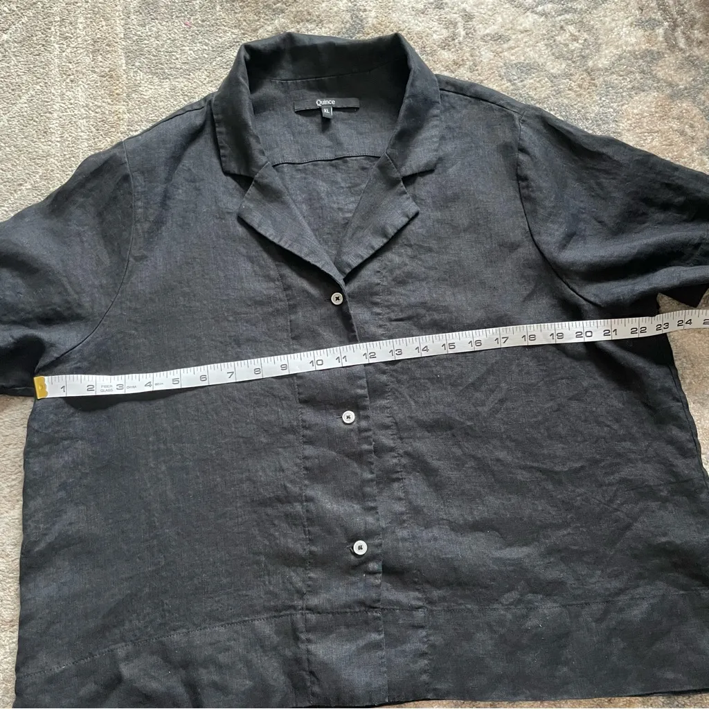 Quince 100% European Linen Black Short Sleeve Shirt XL - Image 8