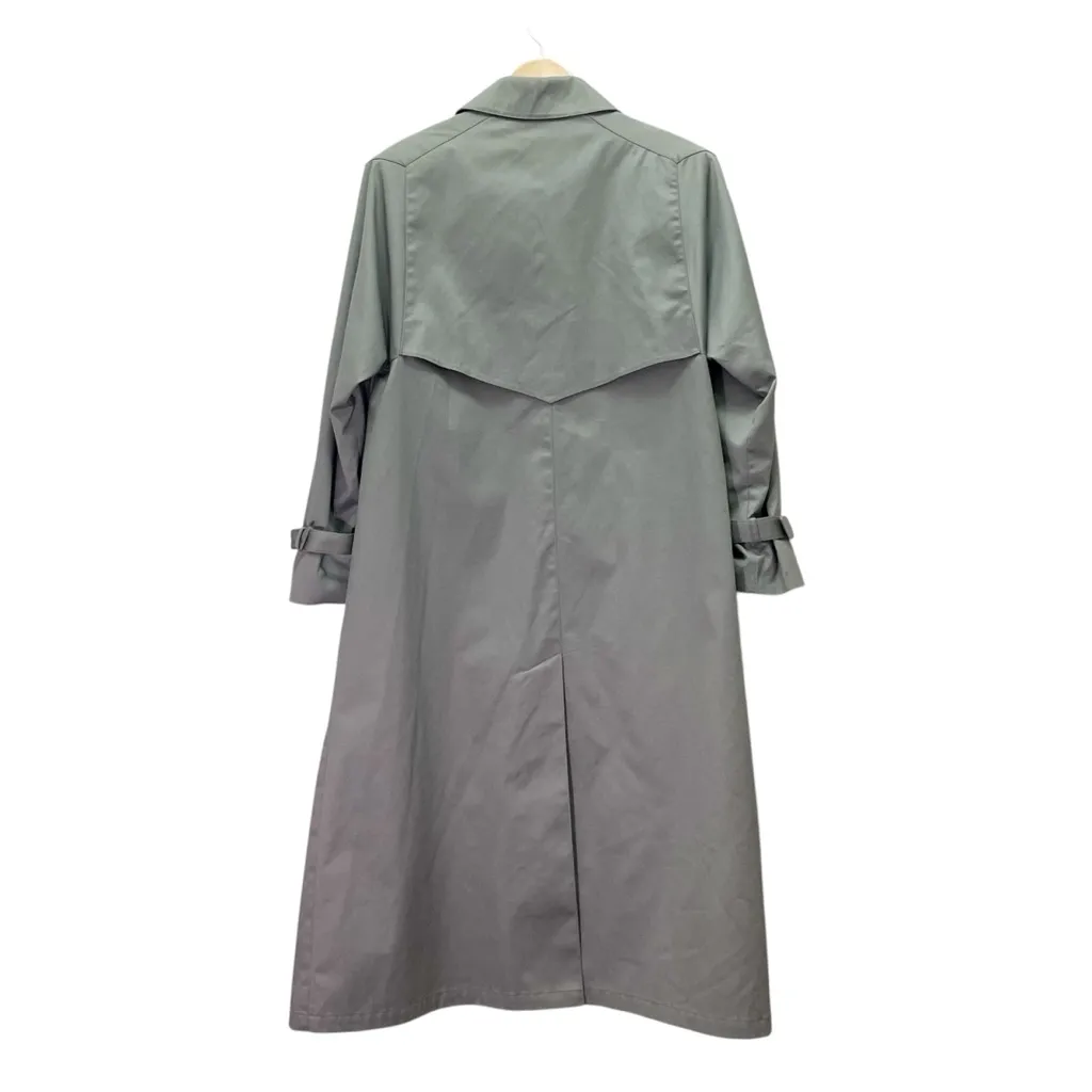 Vintage Talbots Made in USA Sage Green Long Trench Coat Belted ILGWU Union Sz 10 - Image 5