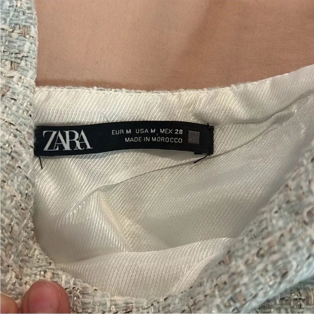 Zara mint green tweed crop top M - Image 6