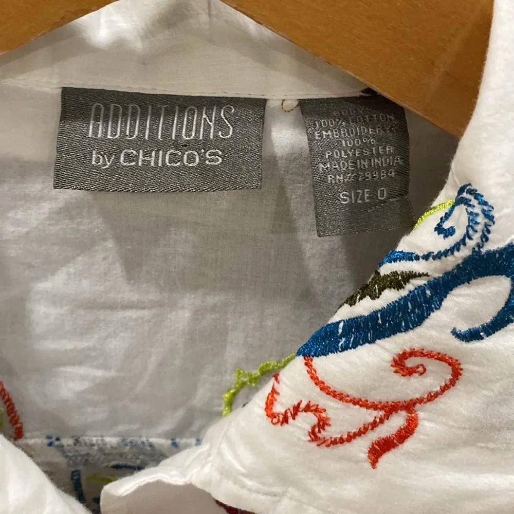 White With Multicolor Embroidered Paisley Long Slee… - Image 4