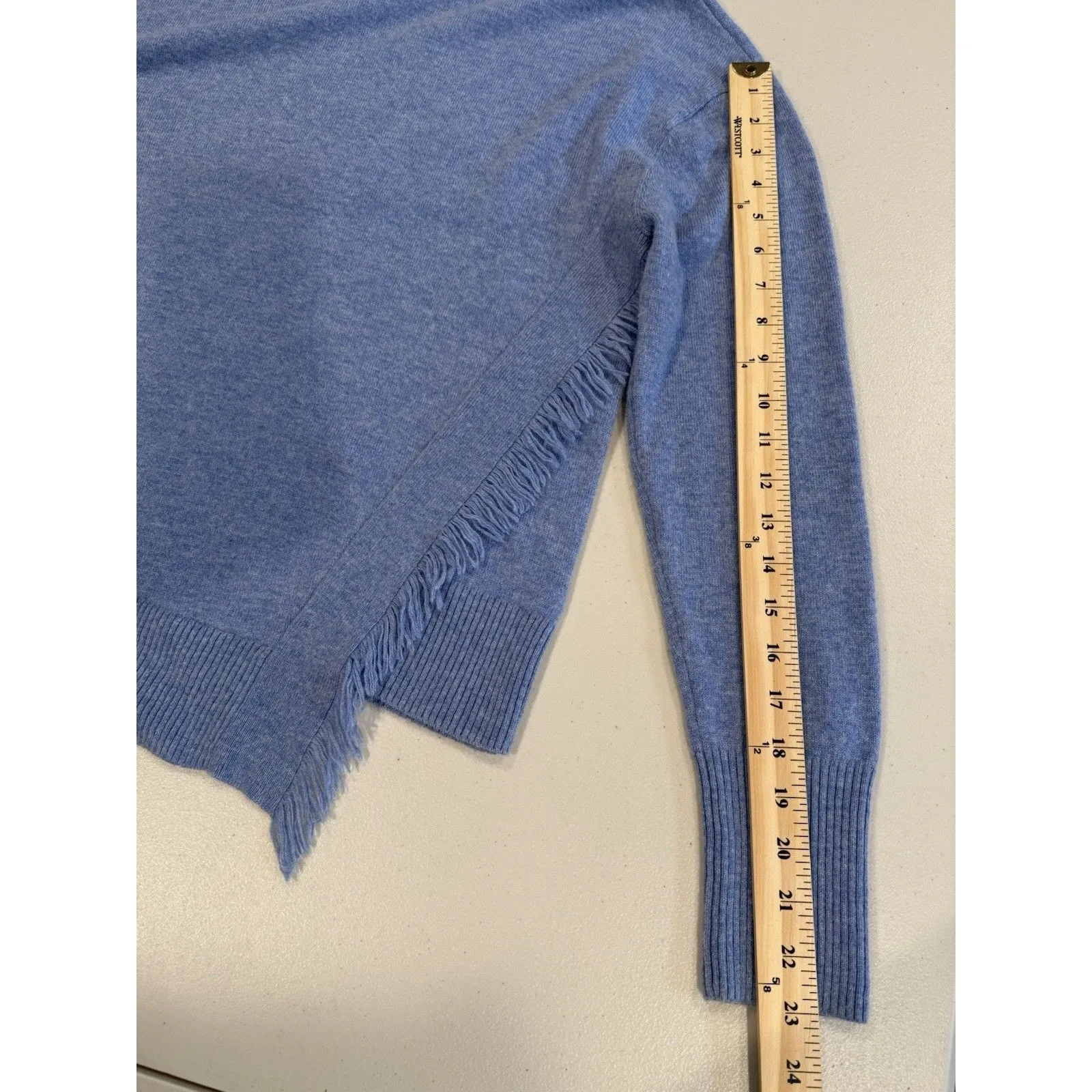 Vineyard Vines Sweater Women Medium Fringe Cashmere Coastal Preppy Minimal - Image 6