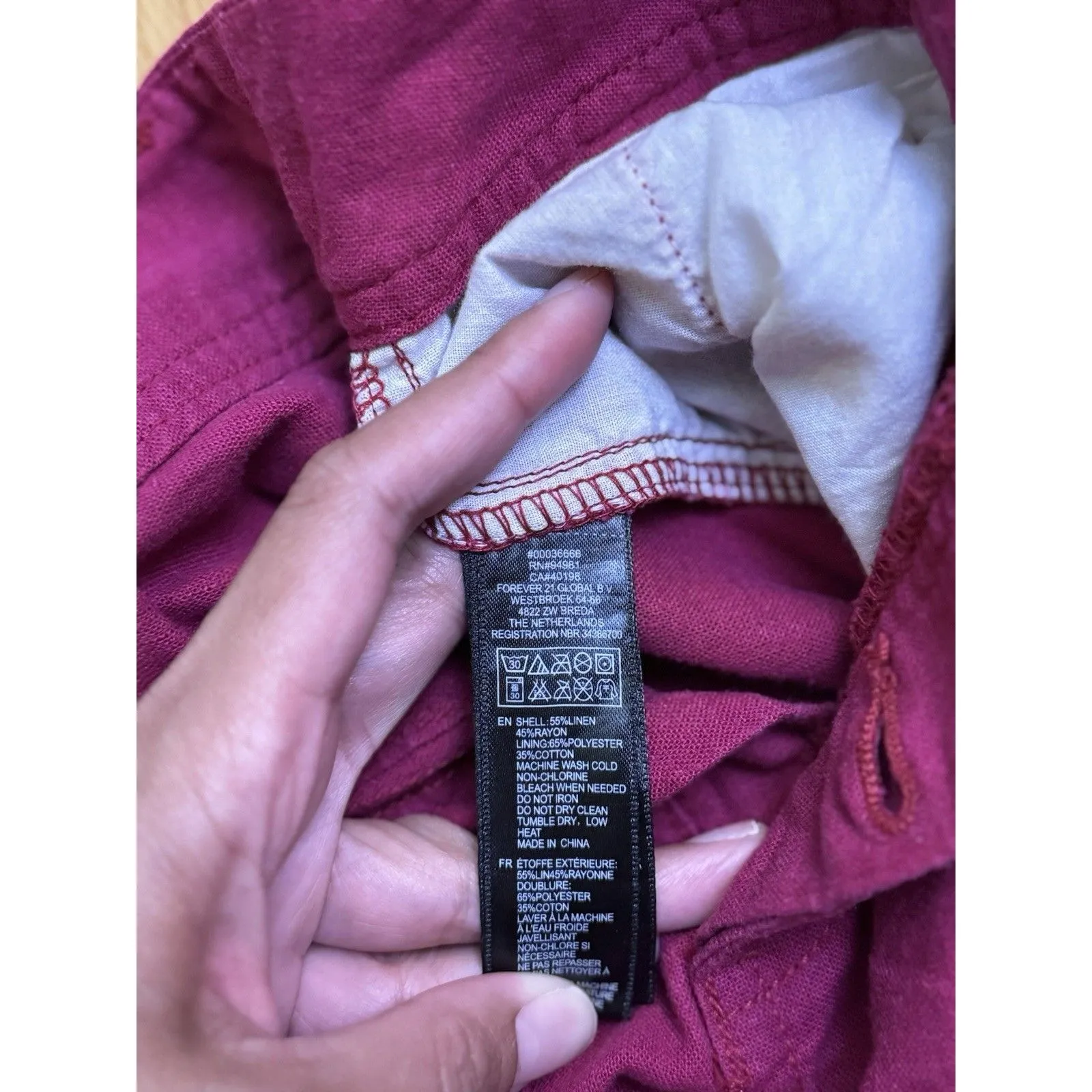 Forever 21 Women's Magenta Purple Linen Blend Shorts With Belt Size 29 - Image 5