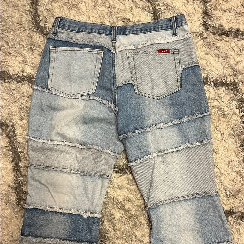 Y2K Zana-di Women's Blue Patchwork Flare Jeans - Image 11
