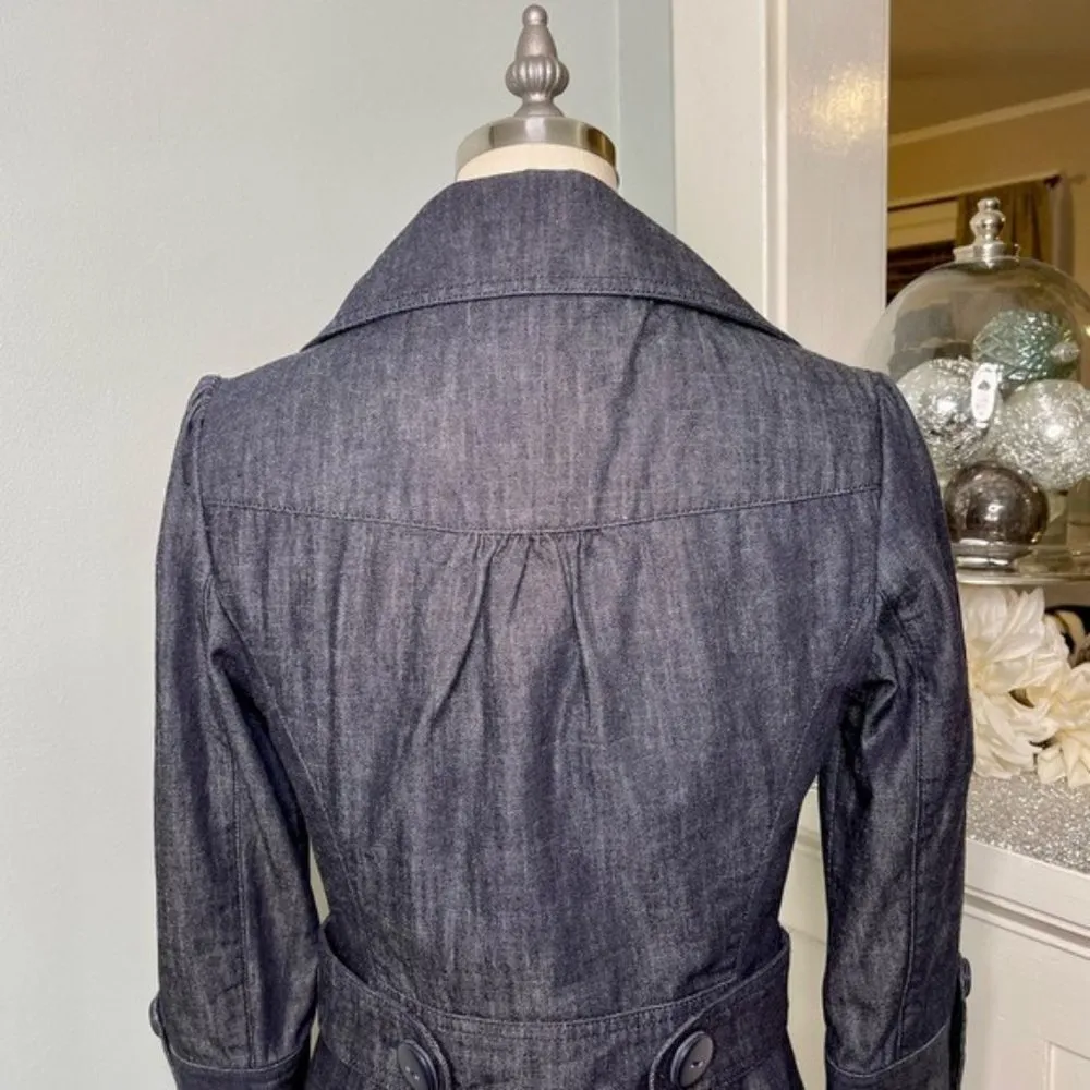 Classiques Entier Notched Collar Peplum Blazer Jacket Navy Blue XS - Image 6