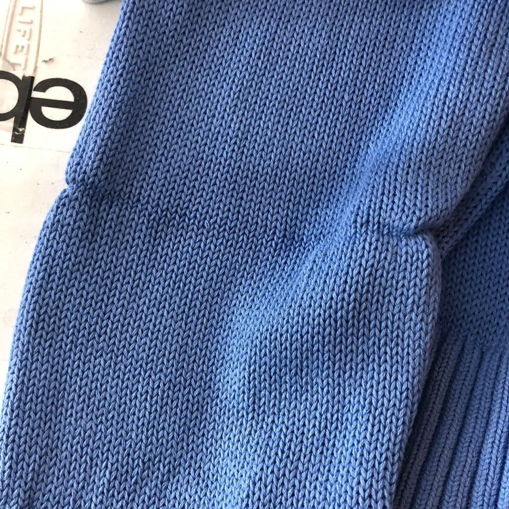 J Crew Womens Heritage Cotton Relaxed V-Neck Sweater Oversized Blue L - Image 5