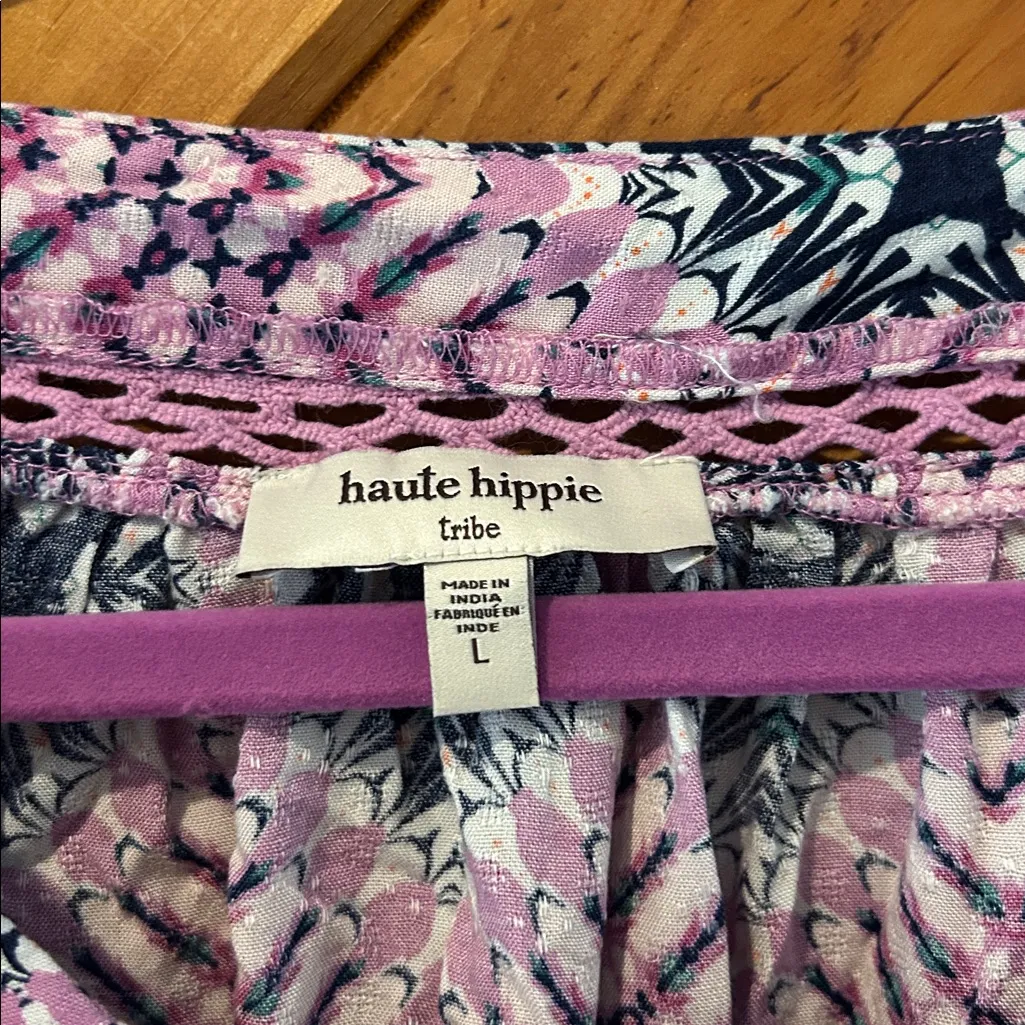 Haute Hippie Tribe Ivy 3/4 Sleeve Blouse Purple pastel butterfly sleeves - Image 4