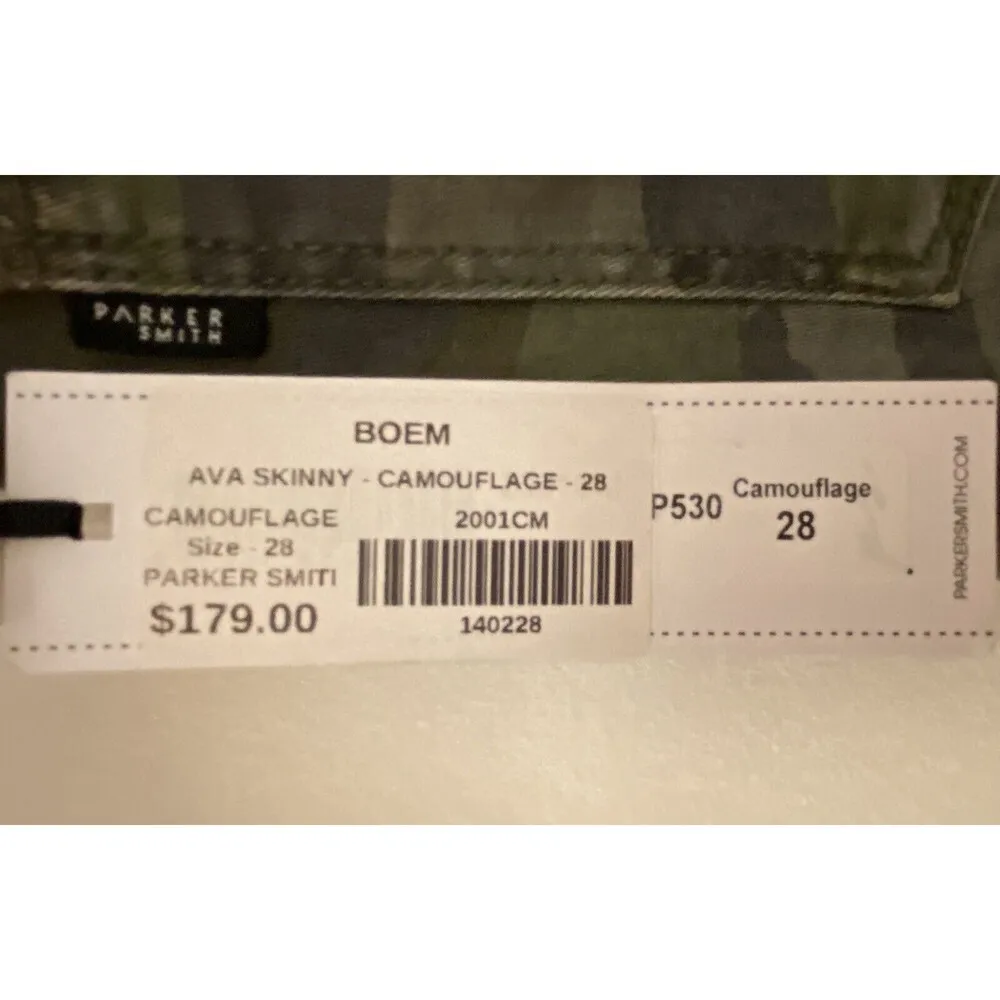 Parker Smith Ava Skinny Straight Camouflage Jeans Stretch Denim Women's 28 NWT - Image 5