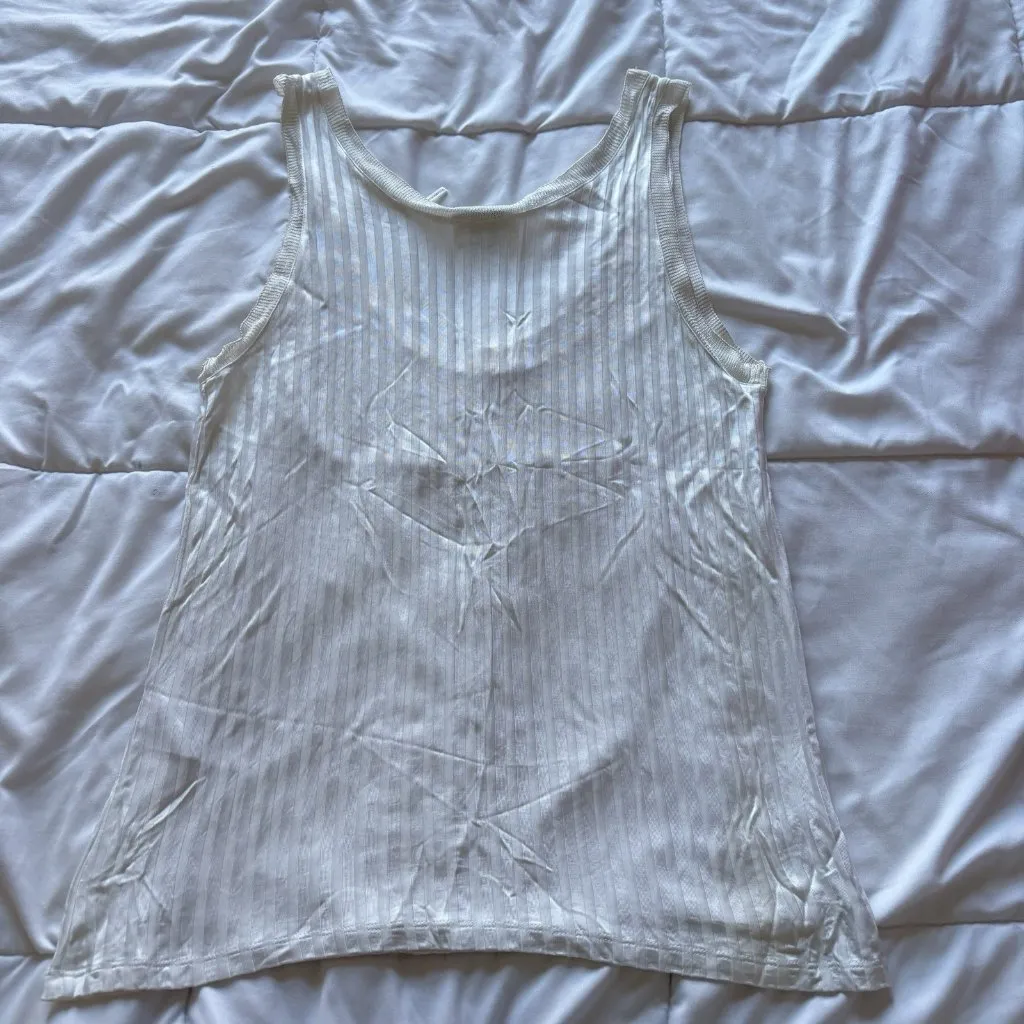 Sandro Paris Womens Size 2 Tank Top Blouse White Striped Viscose Office Business - Image 9