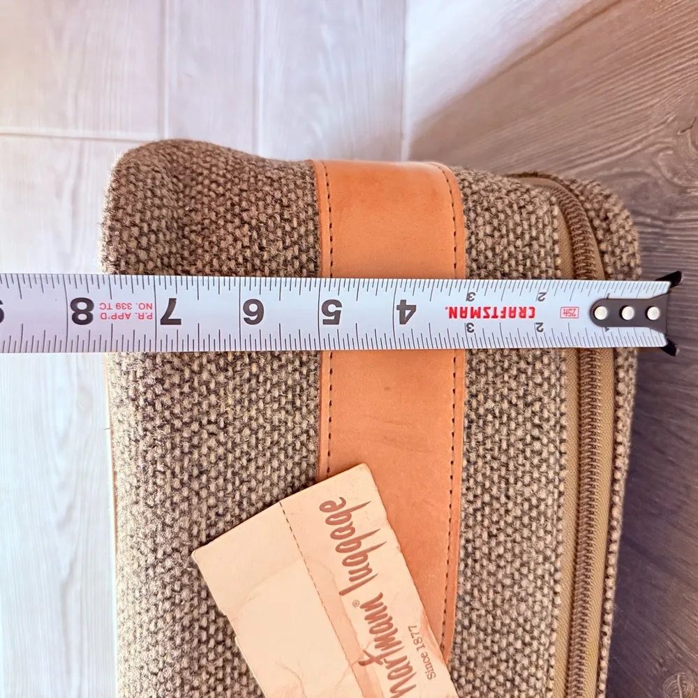 Vintage Hartman leather tweed damask travel luggage suitcase travel zip bag tote Gray - Image 7