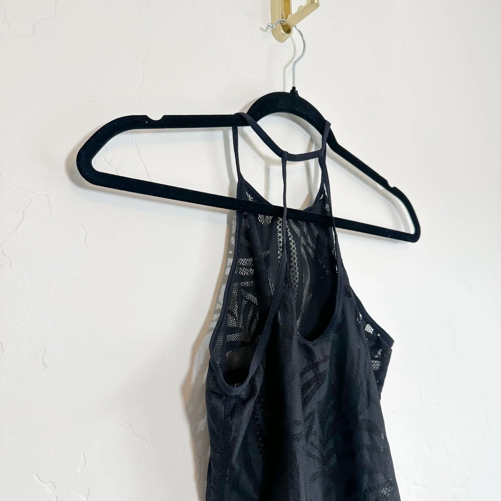 Betsey Johnson | Lace Halter Flowy Mesh Tank Top in Black - Image 4