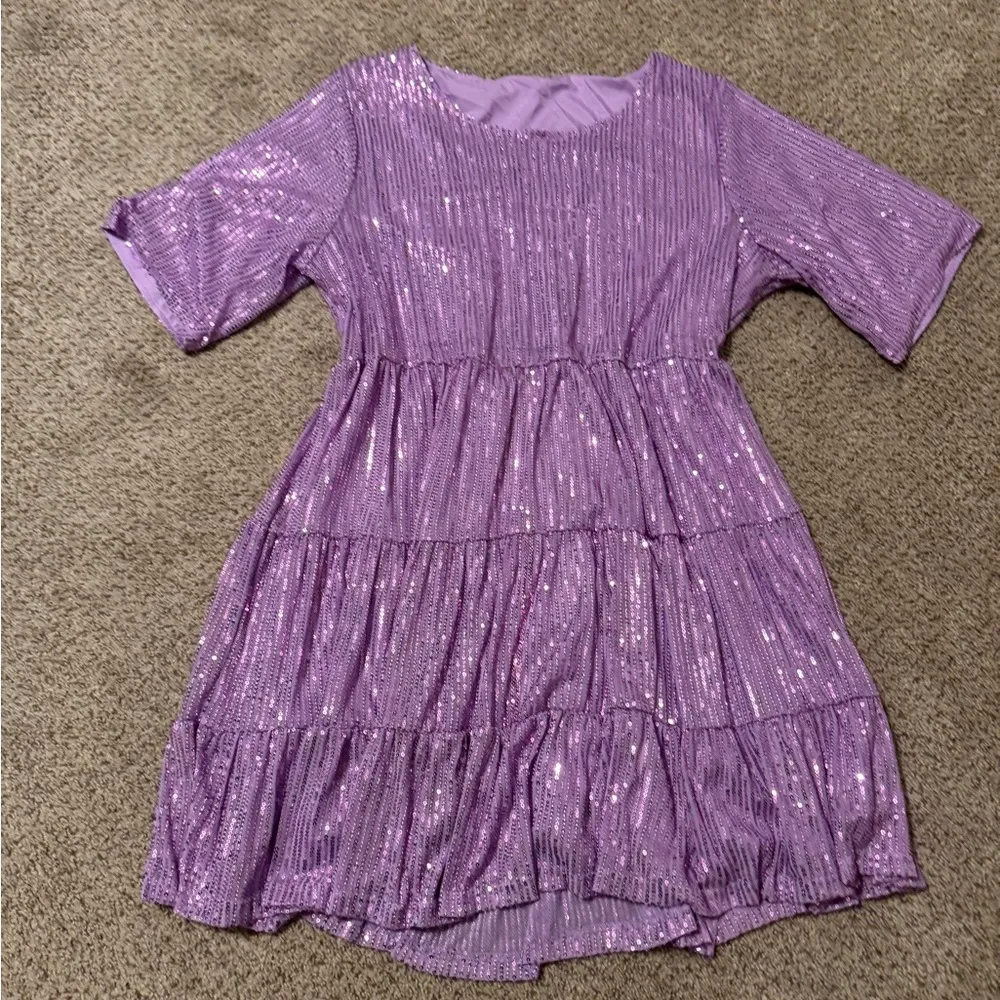 Purple lavender sequin babydoll Sparkling Dress size XL 1X no flaws lined - Image 2