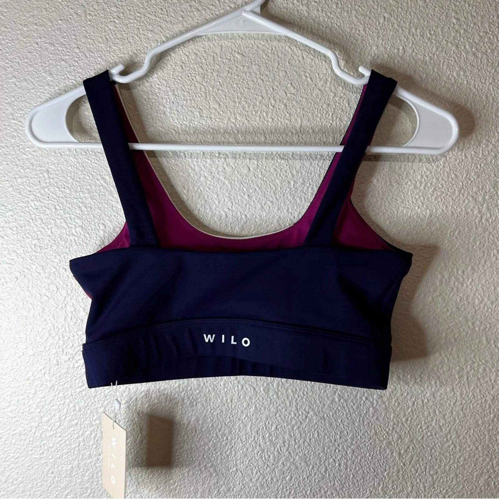 WILO navy blue pink white colorblock scoop sportsbra NEW S - Image 5
