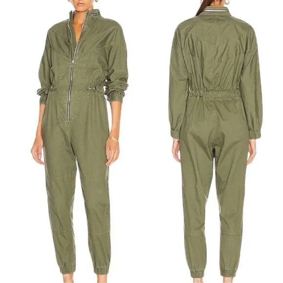 RTA Halima Jumpsuit Utility Zip Front Long Sleeve Tomboy Green Small New Cargo - Image 2