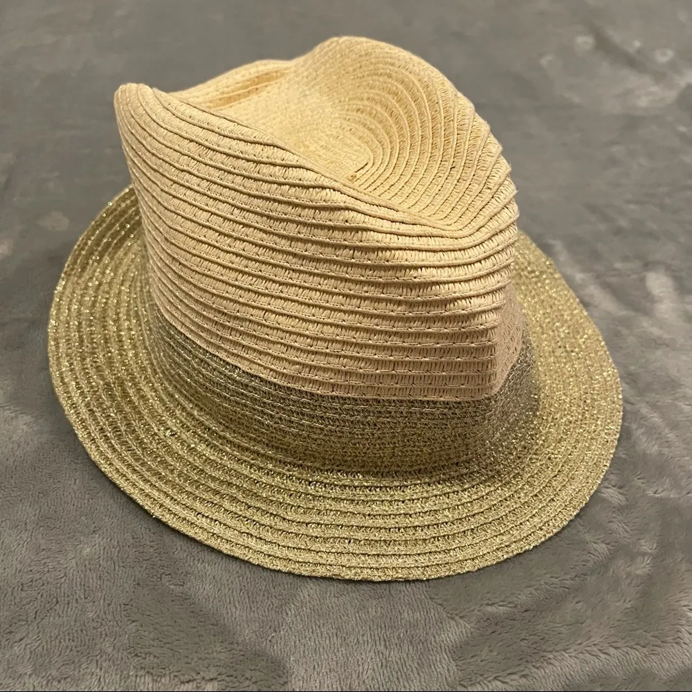 Gap Gold and Tan Two Tone Woven Fedora Size M/L - Image 6