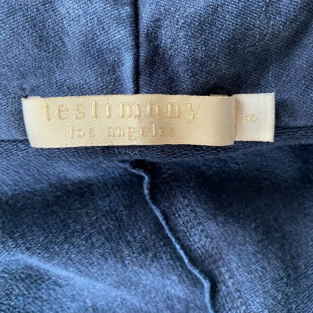 women's size small blue french terry open front blazer jacket pockets - Image 6