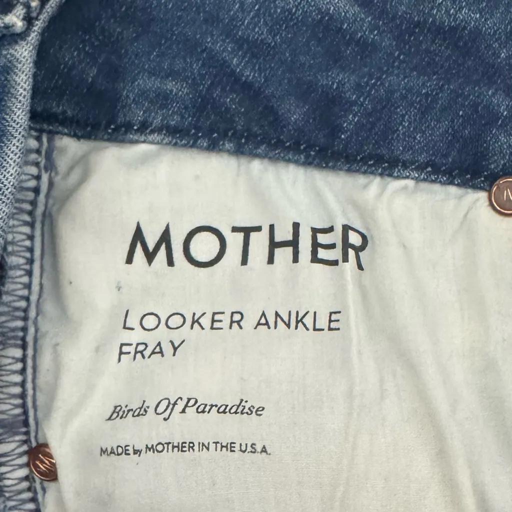 MOTHER Looker Ankle Fray Jeans In Birds Of Paradise Size 25 Blue - Image 7