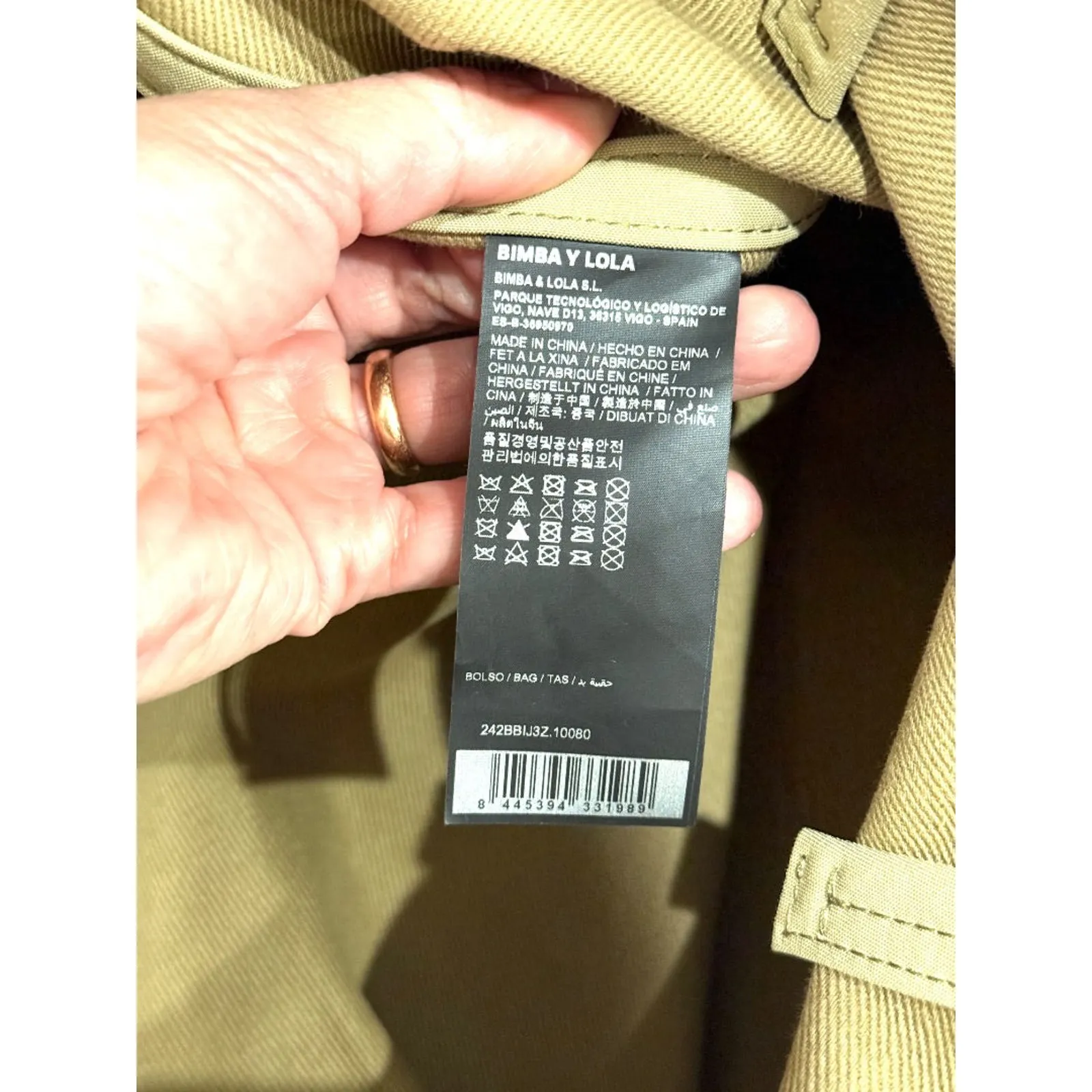 Bimba Y Lola Large Gabardine Chihuahua Shopper Tote Bag Natural - Image 12