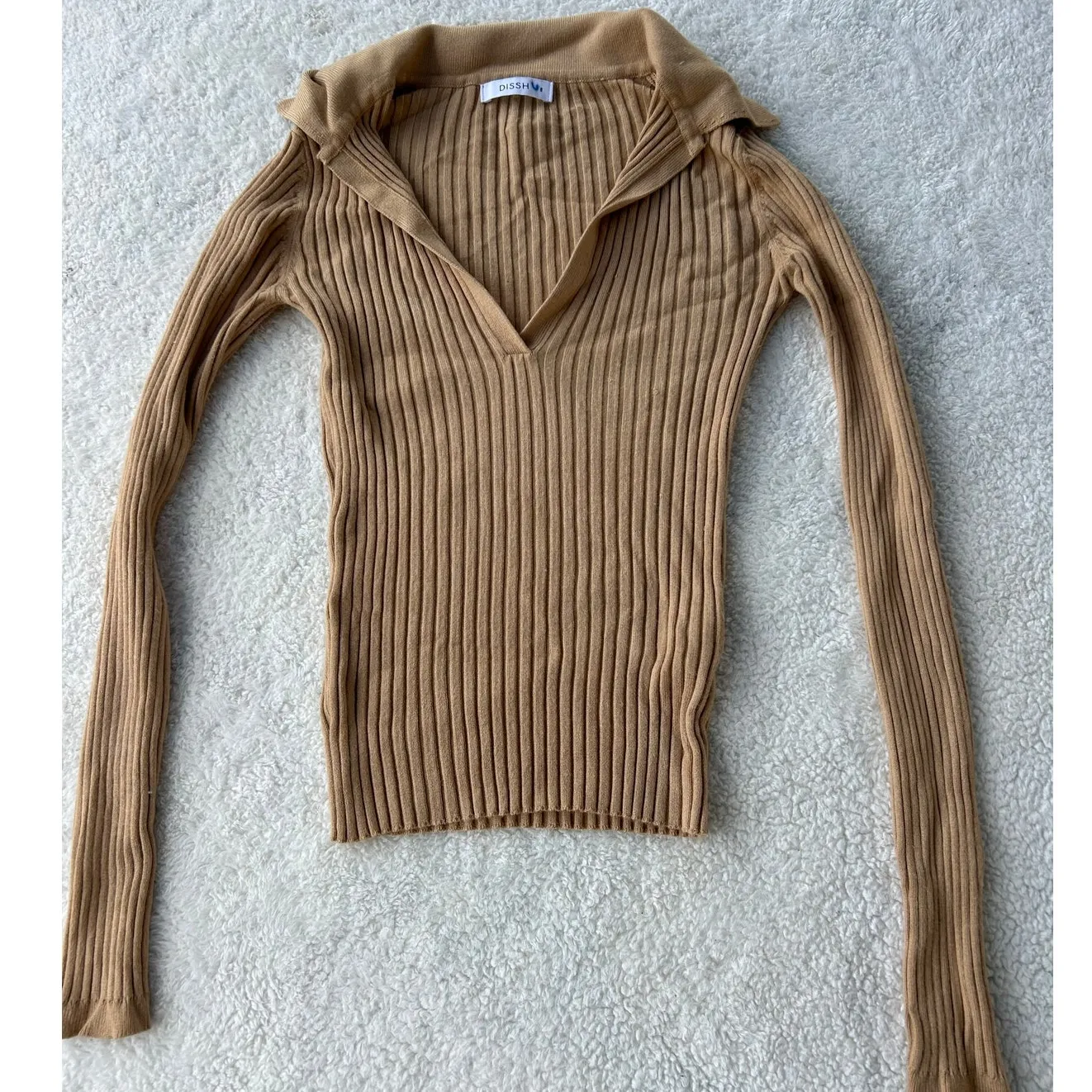 Dissh Tan Collared Top Size 8 Brown Size M - Image 2