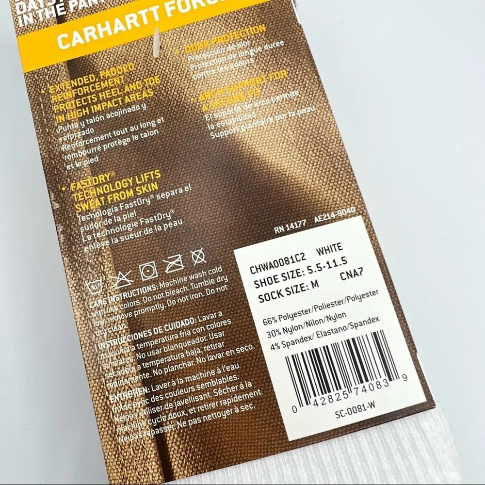 Force Steel Toe White Grey Cushioned 2 Pairs Crew Socks Women’s Medium - Image 6