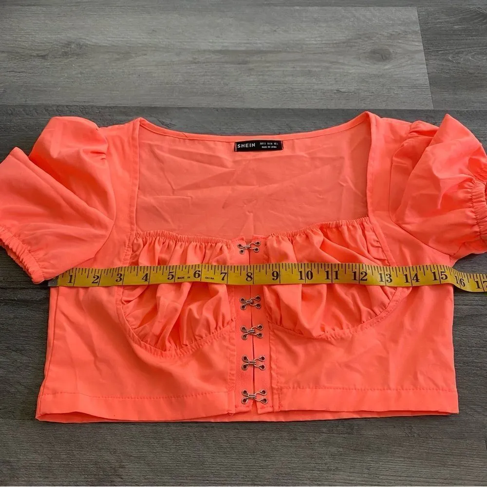 SHEIN Corset Crop Top Neon Orange Bustier Small Party Streetwear - Image 8