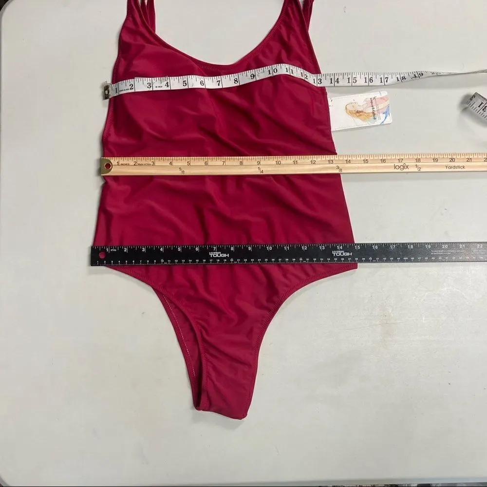 PRETTY GARDEN Red One Piece Swimsuit Size Large‎ Red - Image 5