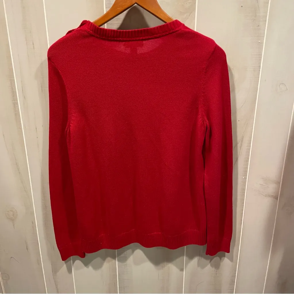 Cute cherry red gold button owl hoot hoot cotton blend sweater - Image 10