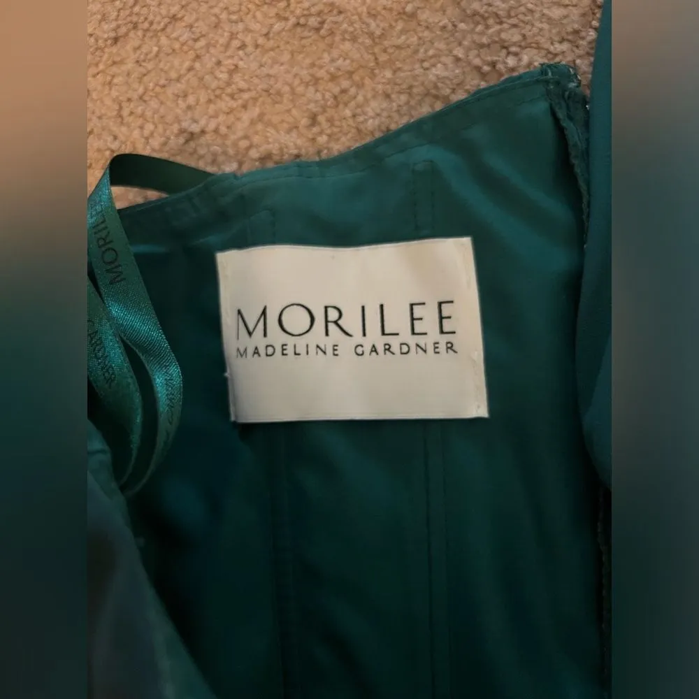 Morilee by Madeline Gardner green emerald one shoulder dress 16 - Image 8