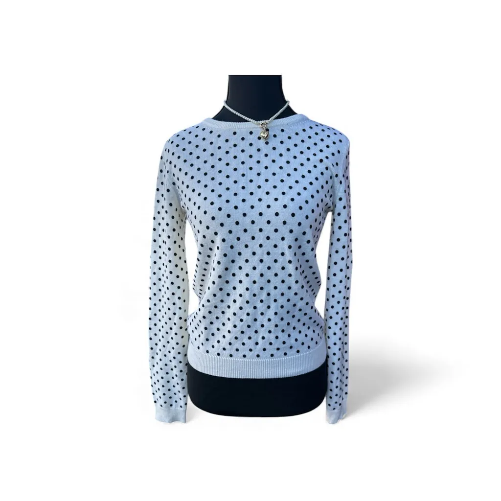 Alice + Olivia White and Black Polka Dot Sweater - Image 3