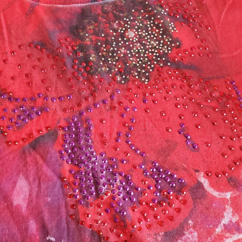 JM red printed flower with rhinestones colorful size PL( petite Large) … - Image 5