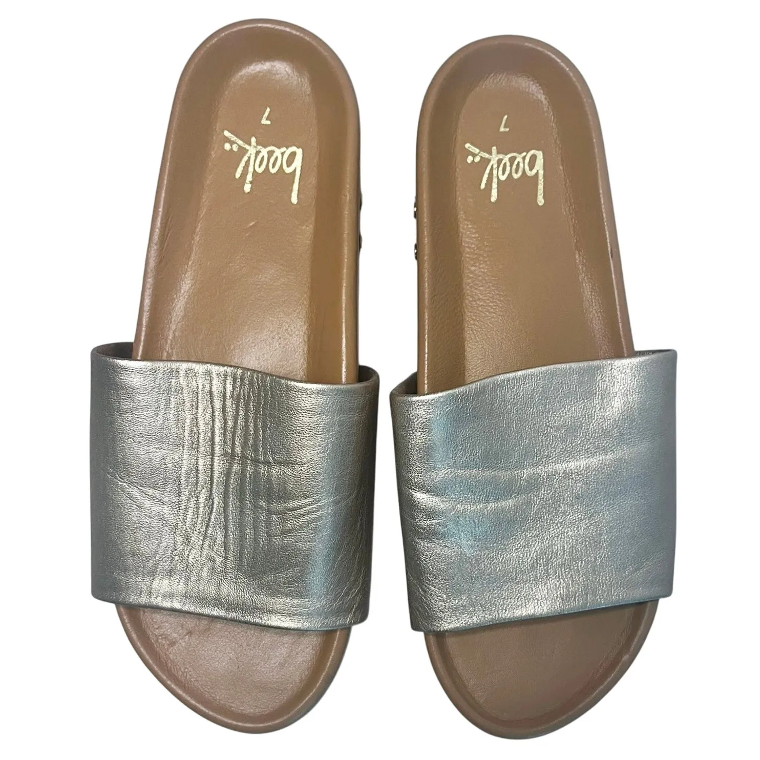 Beek Pelican Platform Sandals Slides Size 7 in Platinum Silver - Image 2