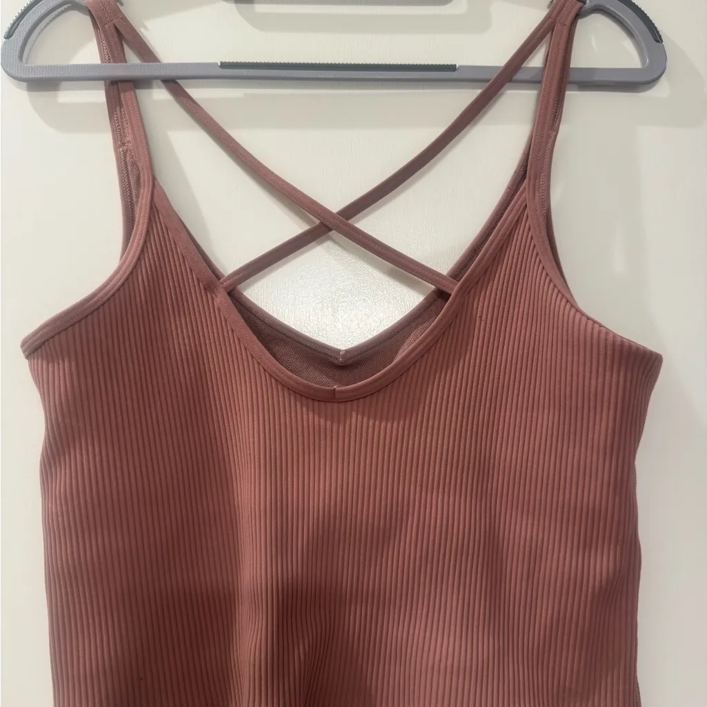 Vuori Ribbed Shelf Bra Tank - Marsala - Image 3