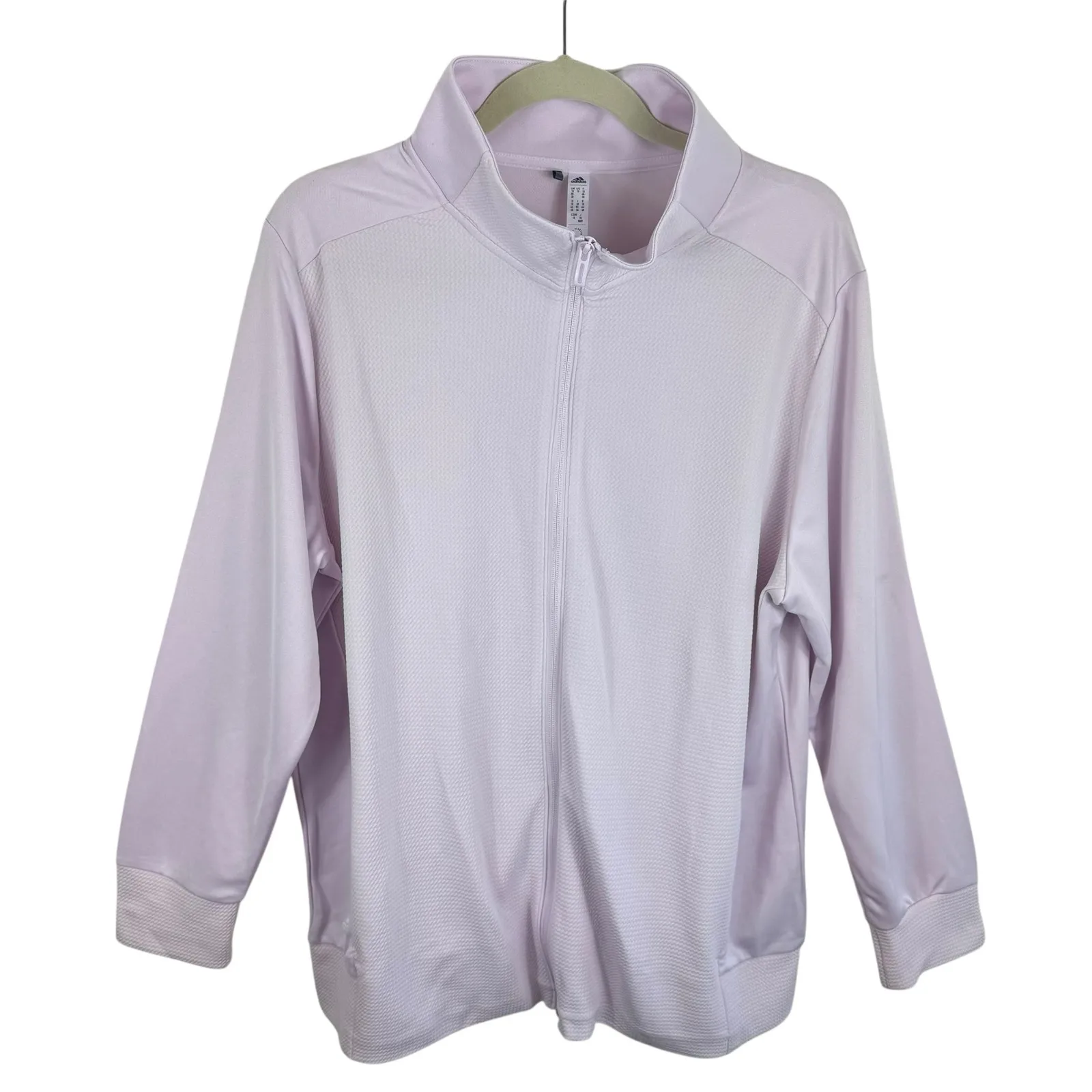 Adidas Light Pink Full Zip Lightweight Mock Neck Mesh Athletic Jacket Size 1X - Image 2