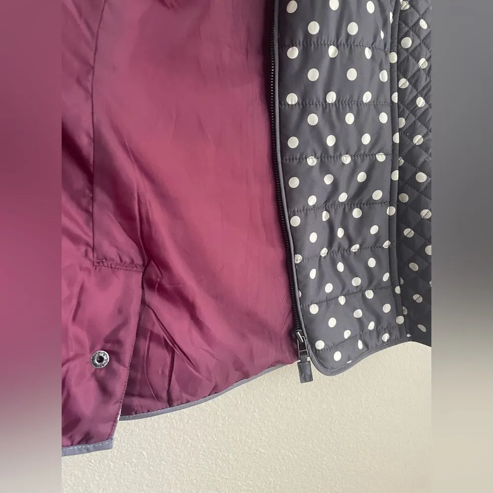 Talbots Women’s Quilted Gray Polka Dot Zip Up Vest - Image 3