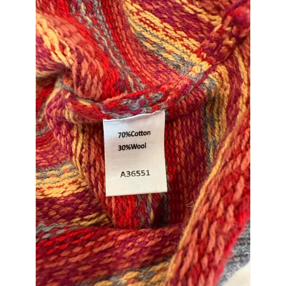 Appleseed's Long Sleeve Aztec Zip Up Cardigan Sweater Gray Red Women's Medium - Image 7