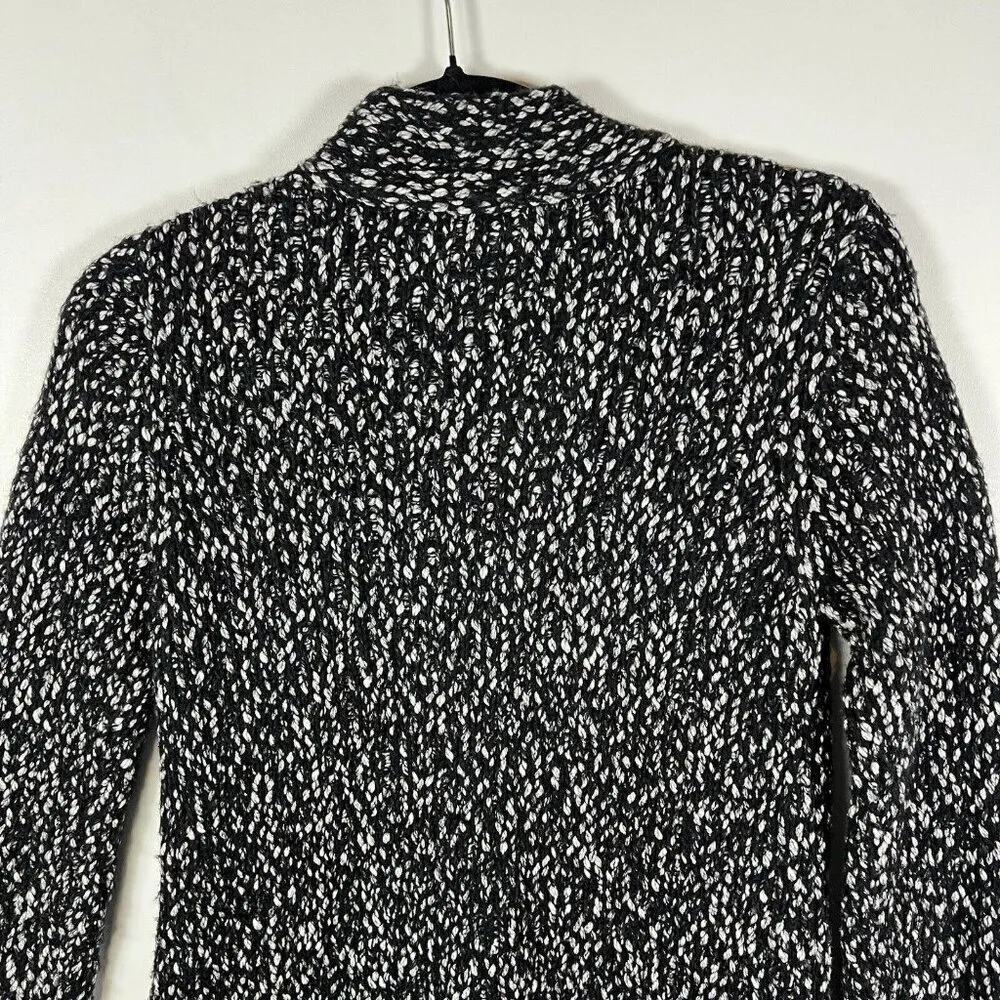 J.McLaughlin Sweater Women's Size XS Black White Marled Knit‎ Long Cardigan Wool - Image 10