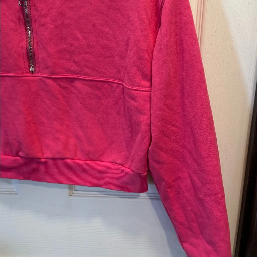 Fashion Quarter Zip Banded Bottom Cropped Sweatshirt Size M - Image 6