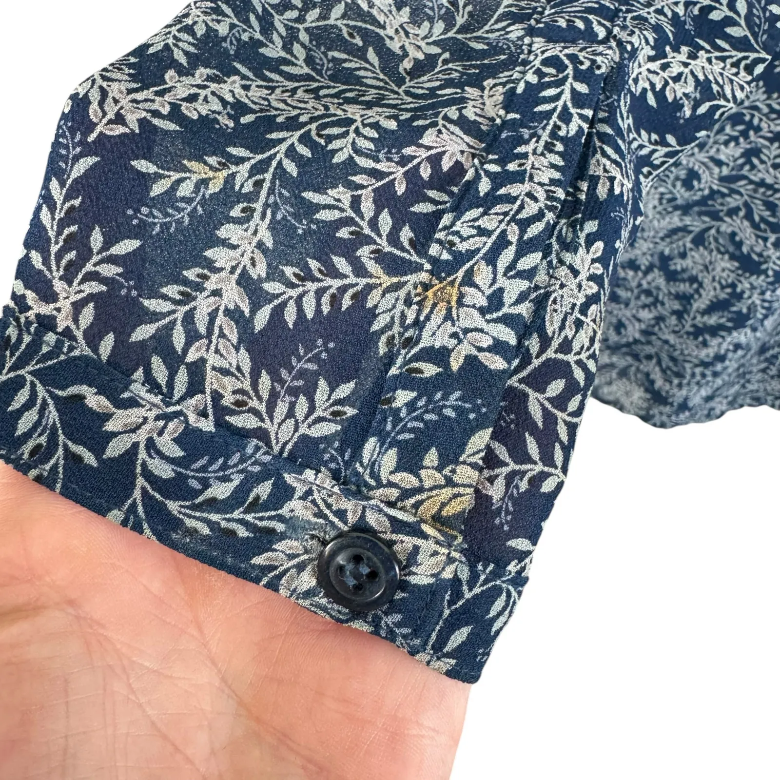 Jacqueline Ferrar Vintage Blue White Floral Long Sleeve Blouse Midi Skirt Set 10 - Image 7