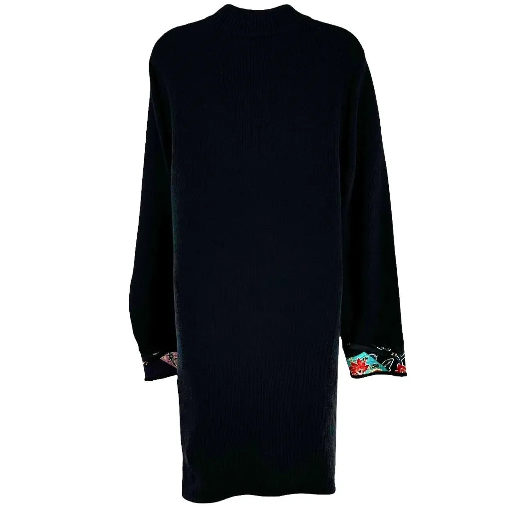 Koos of Course Black Silk/Wool Quilted Artsy Long Duster Cardigan Size L Sweater Size L - Image 4