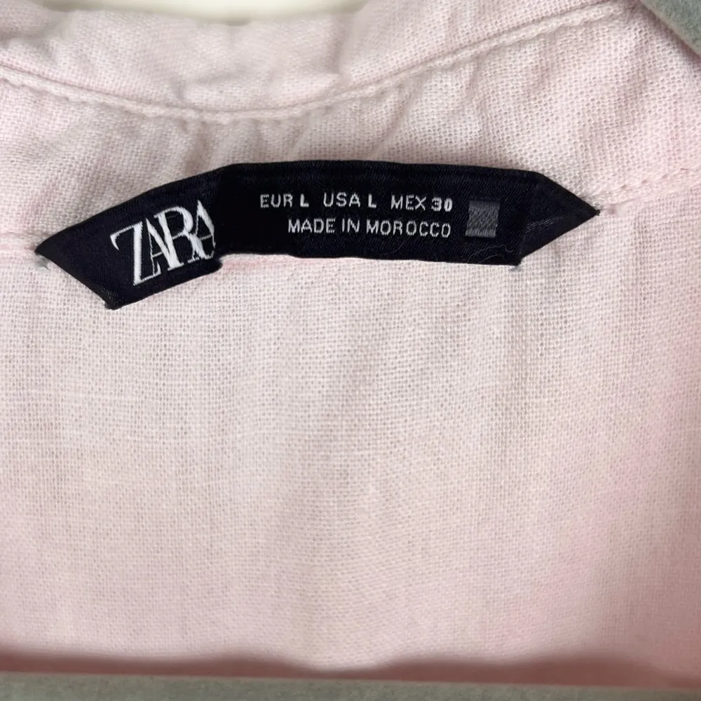 Zara Pink Babydoll Tiered Mini Dress L Linen Blend - Image 2