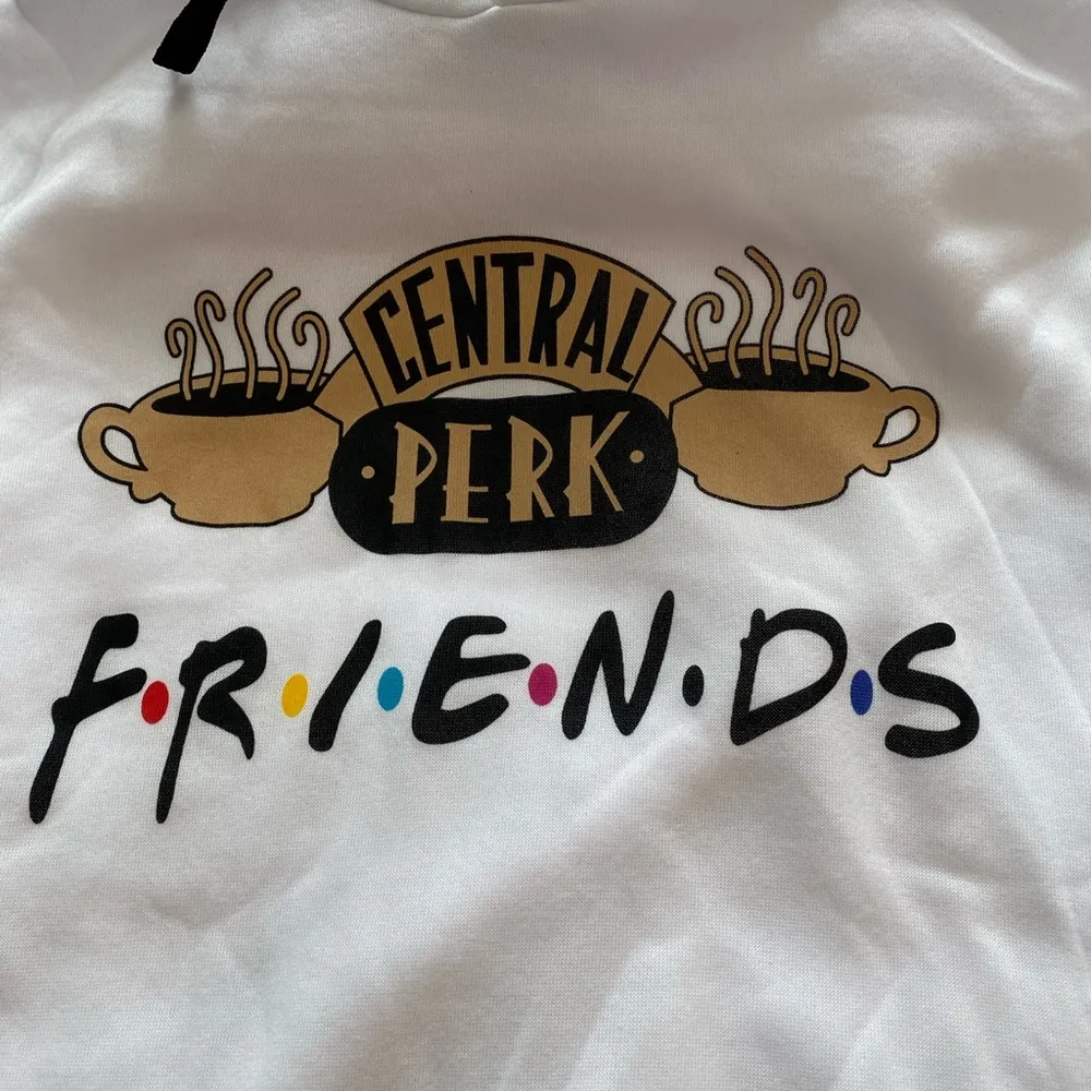Friends Central Perk White Fleece Pullover Hoodie S NWT - Image 5