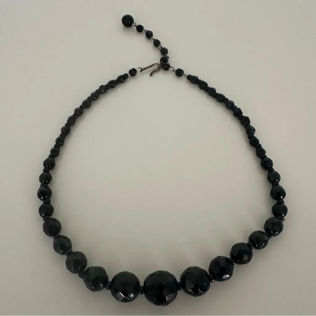 Anthropologie Vintage Onyx Glass Graduated Beaded Choker 17.25"l - Image 5
