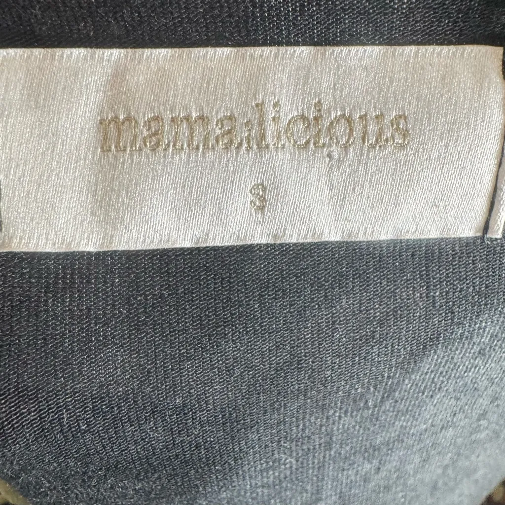 Mamalicious long sleeve olive green and red abstract print maternity dress small - Image 4