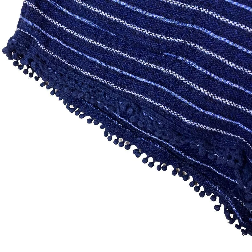 Rewind Boho Beach Linen Blend Shorts w/ Pockets Small Blue - Image 4