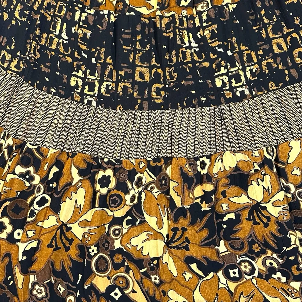 Vintage 90s Carole Little Bohemian Tiered Broomstick Full Maxi Skirt Neutral Brown Size 10 - Image 4